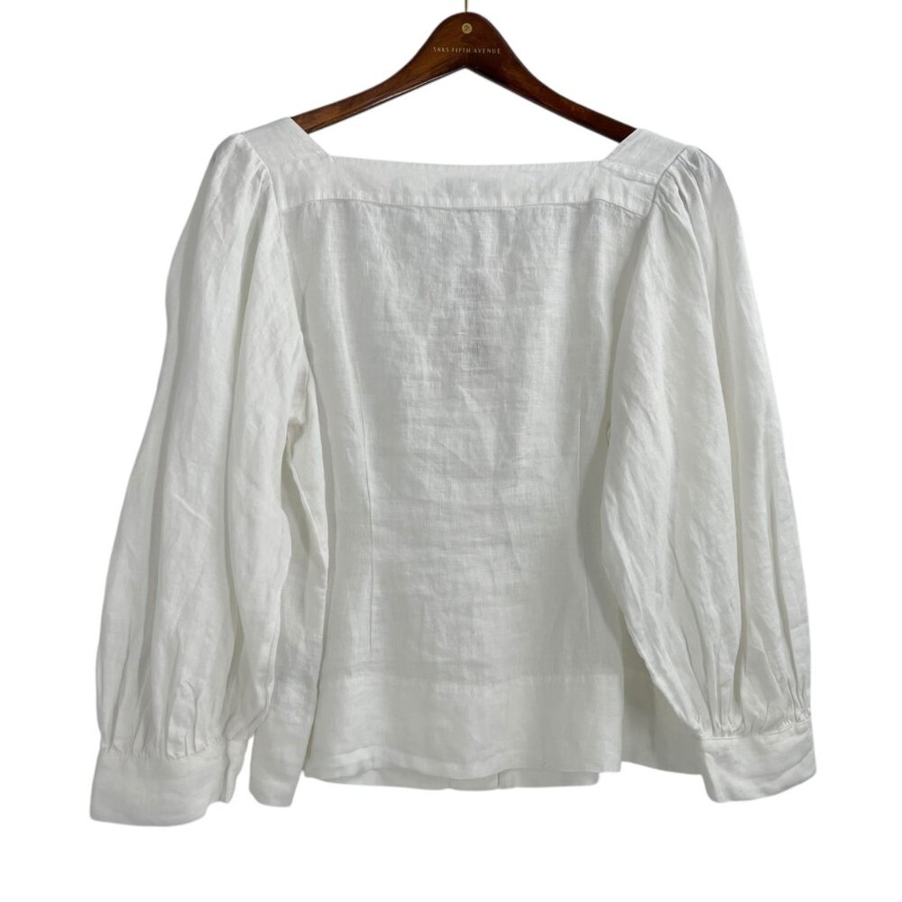 NWT J. Crew White Square Neck Button-Up Linen Peasant Top Womens Medium Cottage - Picture 4 of 9